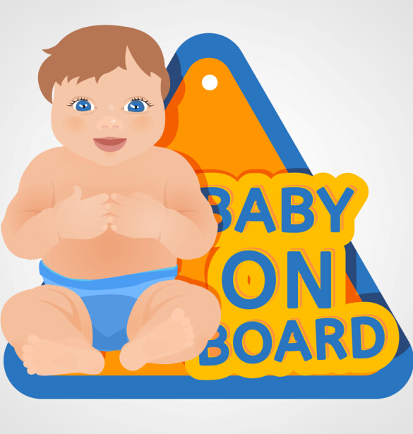 Cute baby sign vector material 03 sign material cute baby   