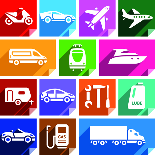 Various transport icons set vector 01 Various transport icons icon   