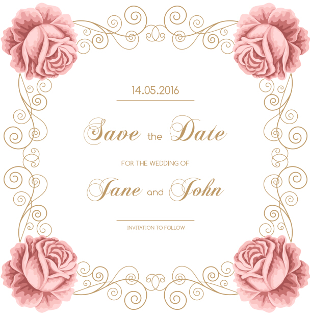 Vintage flower with wedding invitation vector 03 wedding vintage invitation flower   