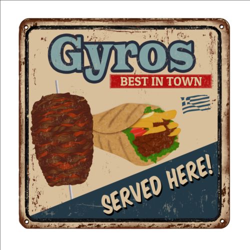 Gyros metal sign vintage rusty styles vector 05 vintage styles sign rusty metal Gyros   