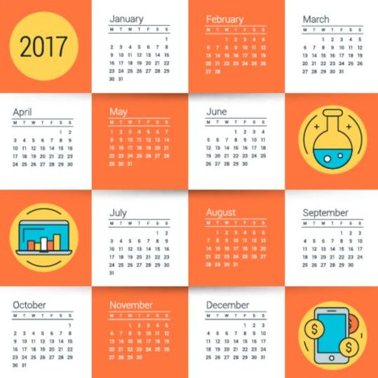 2017 Grid calendar vector material 01 grid calendar 2017   