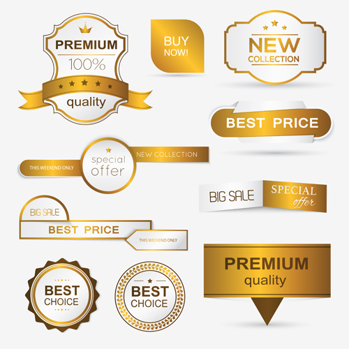 Golden labels and banners vector 02 labels golden banners   