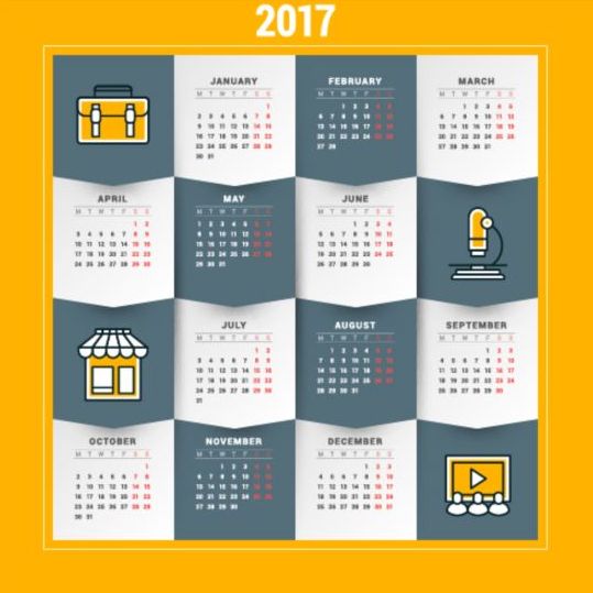 2017 Grid calendar vector material 07 grid calendar 2017   