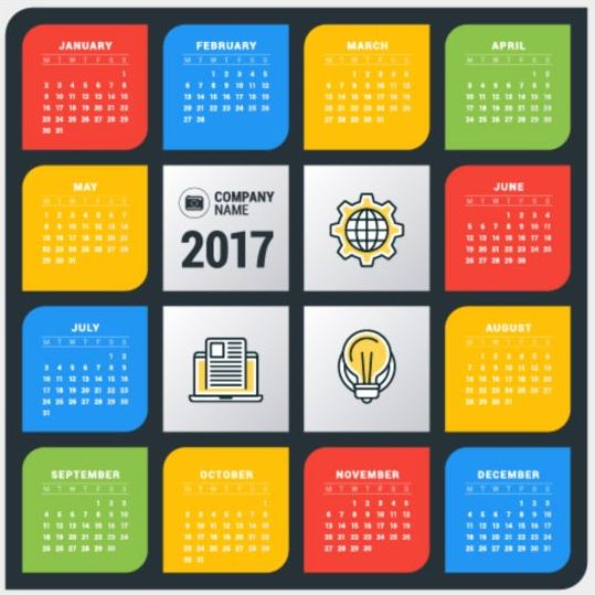 2017 Grid calendar vector material 06 grid calendar 2017   