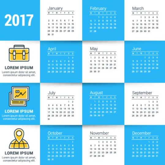 2017 Grid calendar vector material 05 grid calendar 2017   