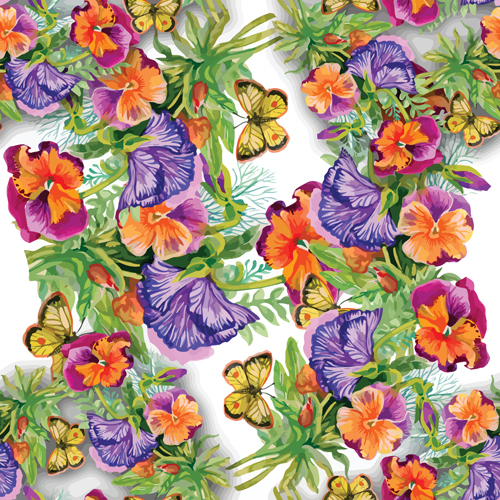 Flower seamless pattern set vector 05 seamless pattern flower   