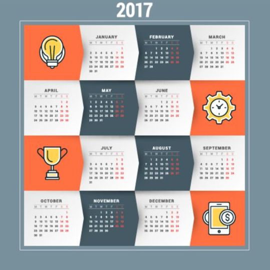 2017 Grid calendar vector material 04 grid calendar 2017   