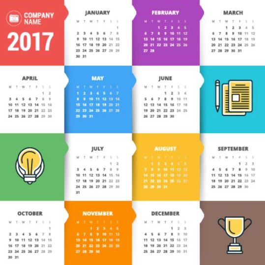 2017 Grid calendar vector material 03 grid calendar 2017   