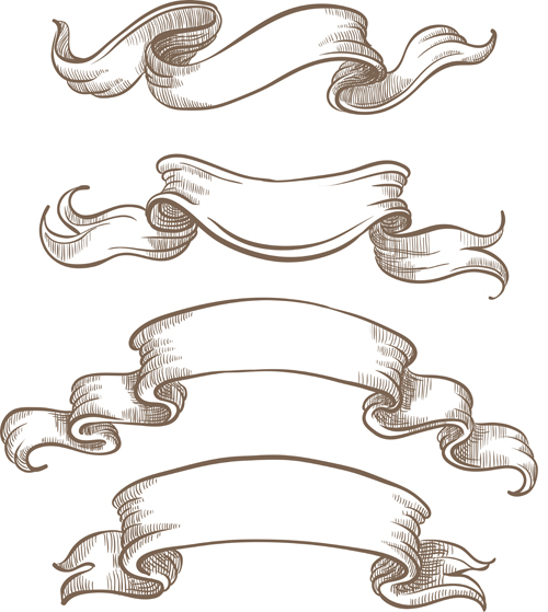 Hand drawn vintage ribbon benner vector 06 vintage ribbon hand-draw hand drawn   