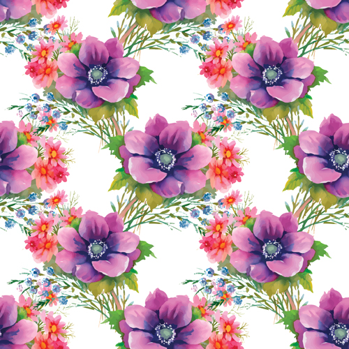 Flower seamless pattern set vector 02 seamless pattern flower   