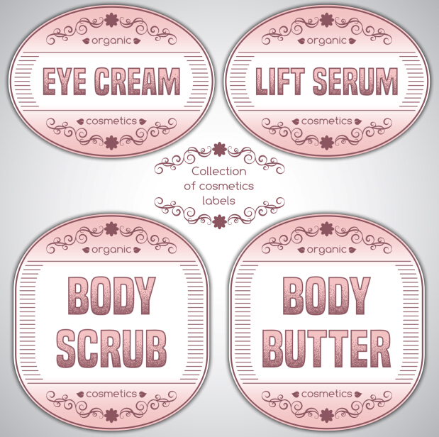 Pink cosmetics labels vector 04 pink labels cosmetics   