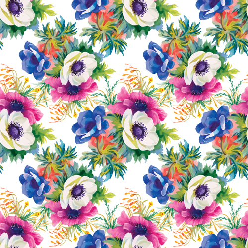 Flower seamless pattern set vector 01 seamless pattern flower   