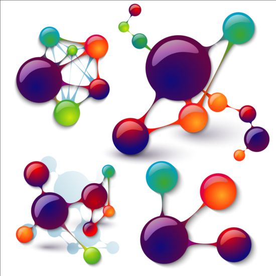 3D molecules infographics tamplate vector 05 Molecules infographics 3d   