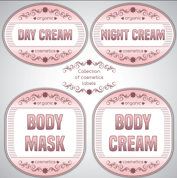 Pink cosmetics labels vector 03 pink labels cosmetics   