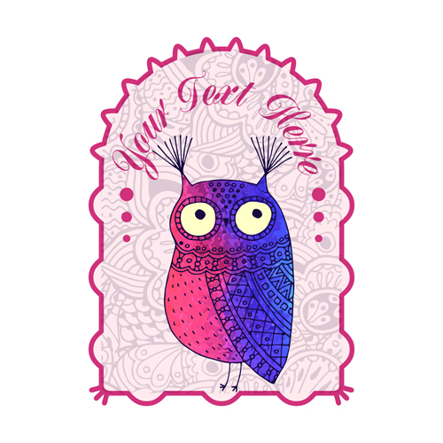 Floral owl card vector 02 owl floral card   