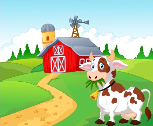 Cartoon cow with farm vectors 05 farm cow cartoon   