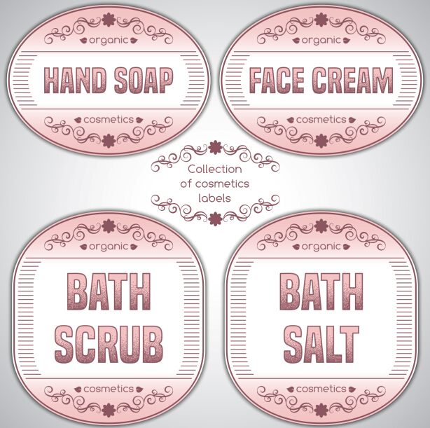 Pink cosmetics labels vector 01 pink labels cosmetics   