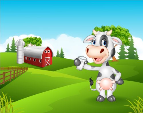 Cartoon cow with farm vectors 04 farm cow cartoon   