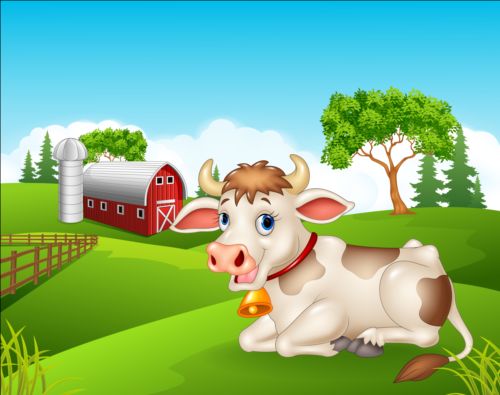 Cartoon cow with farm vectors 03 farm cow cartoon   