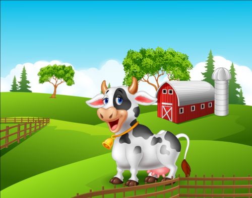Cartoon cow with farm vectors 02 farm cow cartoon   