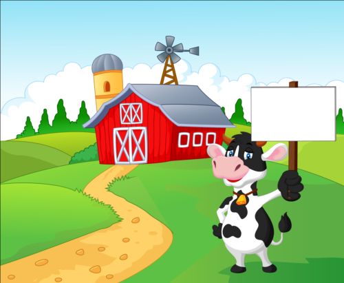 Cartoon cow with farm vectors 01 farm cow cartoon   