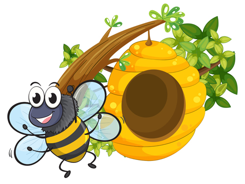 Cartoon bee and beehive vector material 17 cartoon beehive bee   