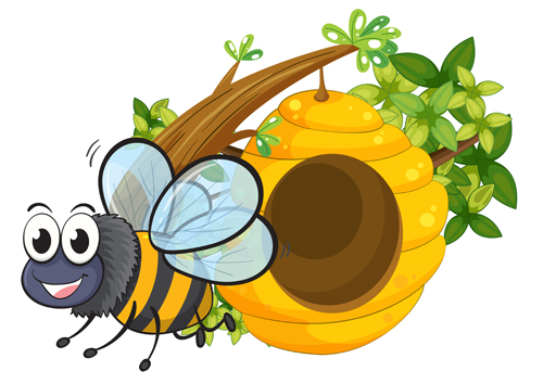 Cartoon bee and beehive vector material 16 cartoon beehive bee   