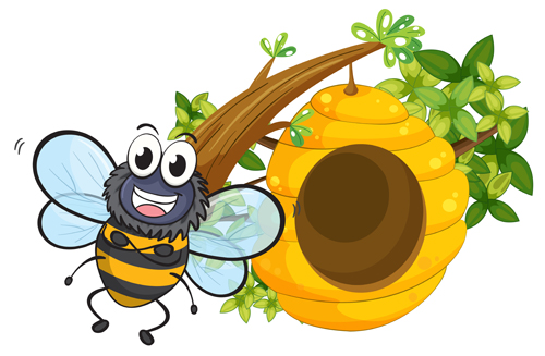 Cartoon bee and beehive vector material 15 cartoon beehive bee   