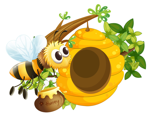 Cartoon bee and beehive vector material 14 cartoon beehive bee   