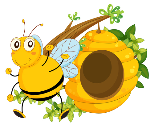 Cartoon bee and beehive vector material 13 cartoon beehive bee   