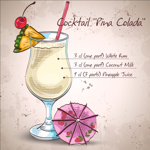 Hand drawn cocktail design vectors set 05 hand drawn cocktail   