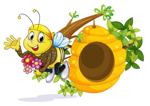 Cartoon bee and beehive vector material 12 cartoon beehive bee   