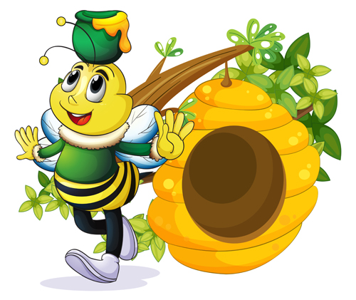 Cartoon bee and beehive vector material 11 cartoon beehive bee   