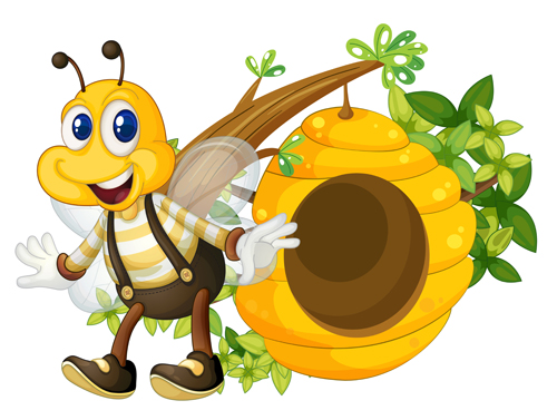 Cartoon bee and beehive vector material 09 cartoon beehive bee   