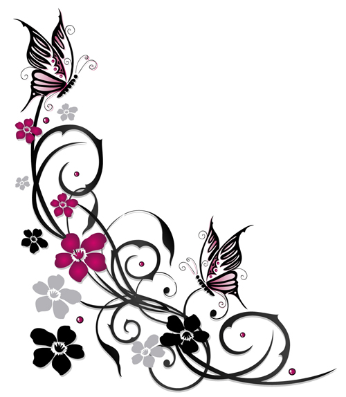Ornament floral with butterflies vectors material 03 ornament floral butterflies   