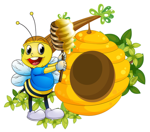 Cartoon bee and beehive vector material 08 cartoon beehive bee   