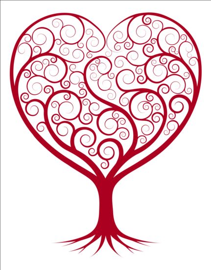 Red tree heart vector material tree red heart   