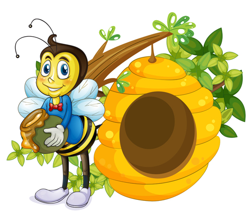 Cartoon bee and beehive vector material 06 cartoon beehive bee   