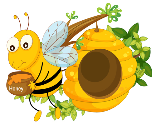 Cartoon bee and beehive vector material 05 cartoon beehive bee   