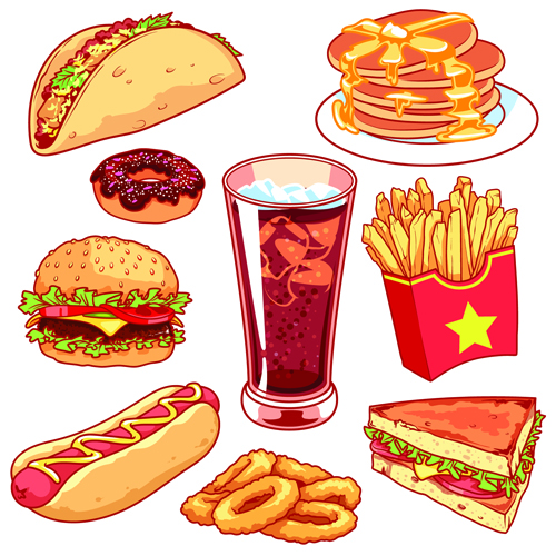 Different fast food vector design food fast different design   