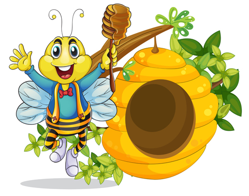 Cartoon bee and beehive vector material 04 cartoon beehive bee   