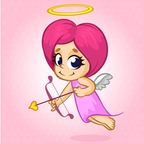 Cartoon cupid with bow vectors set 07 with cupid cartoon bow   