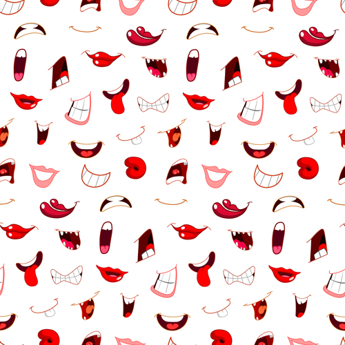 cartoon mouths seamless pattern vector seamless pattern mouths cartoon   