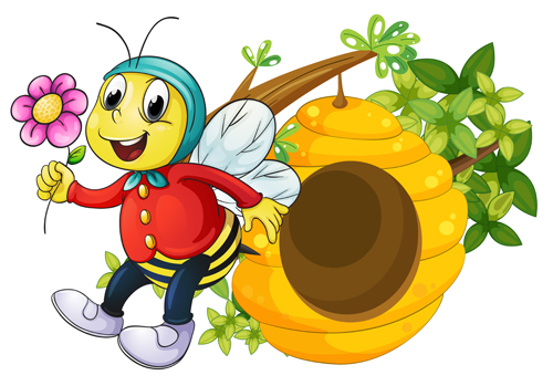 Cartoon bee and beehive vector material 03 cartoon beehive bee   