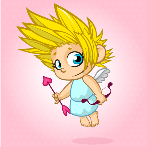 Cartoon cupid with bow vectors set 06 with cupid cartoon bow   