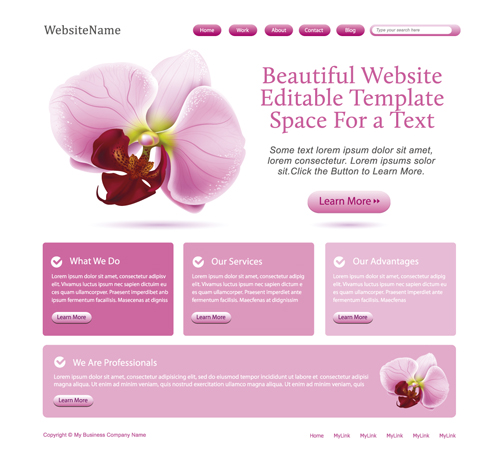 Pink flower website template vector website template pink flower   