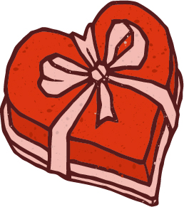 Hand drawn heart box with bow vector with heart hand drawn box bow   