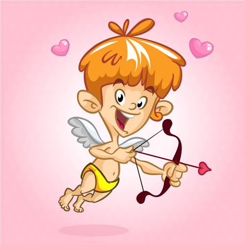 Cartoon cupid with bow vectors set 05 with cupid cartoon bow   