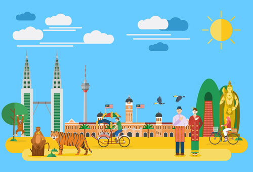 Landmarks flat design template vector 03 template landmarks flat design   