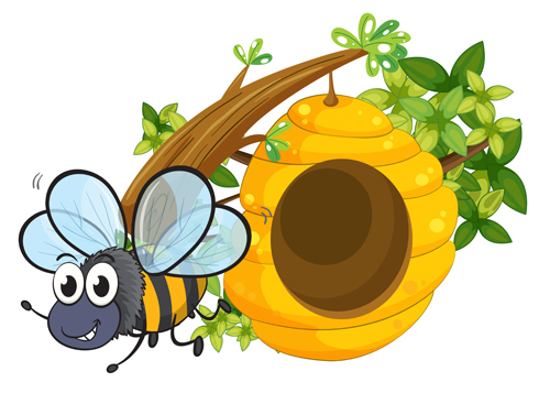 Cartoon bee and beehive vector material 02 cartoon beehive bee   